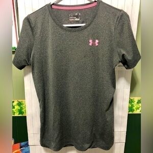 🚦Under Armour Gray Heather w/ Pink Cancer Awareness Support T-shirt